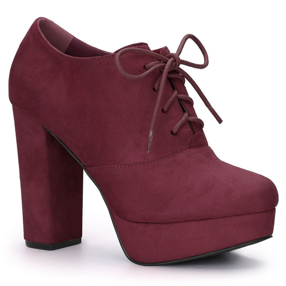 Allegra K Women's Platform Block Heel Lace Up Ankle Boots Size 7